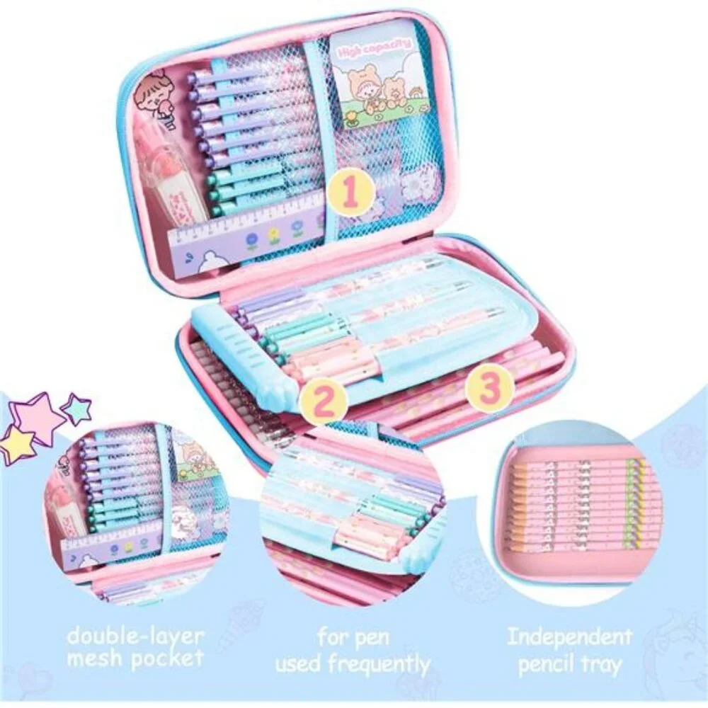 New Cute Unicorn Pencil Case for Girls: 3D EVA Large Capacity with‎ Compartments